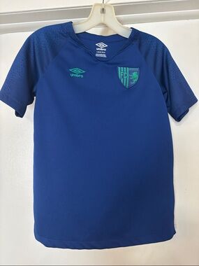 Umbro Manchester Kids Blue Soccer Jersey with Teal Accents